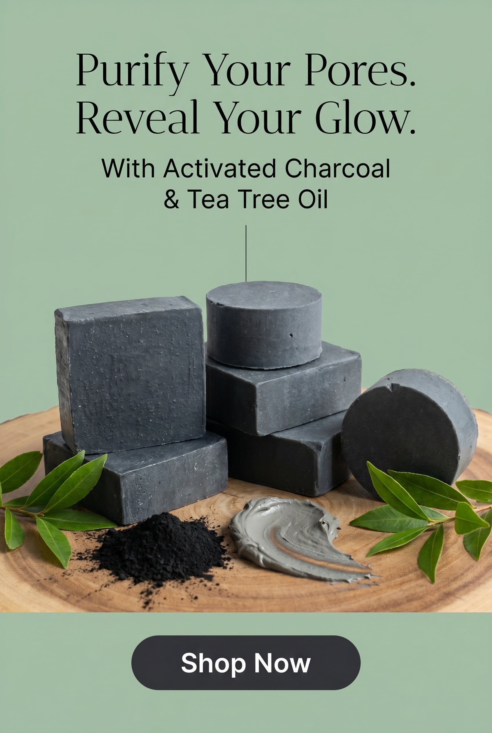 Activated charcoal & bentonite clay with tea tree oil